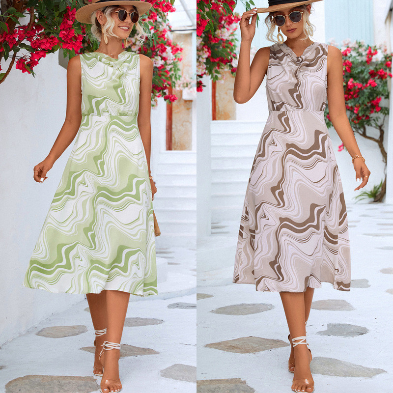 Stylish Casual Print Elegant Midi Dress