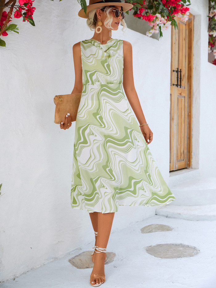 Stylish Casual Print Elegant Midi Dress
