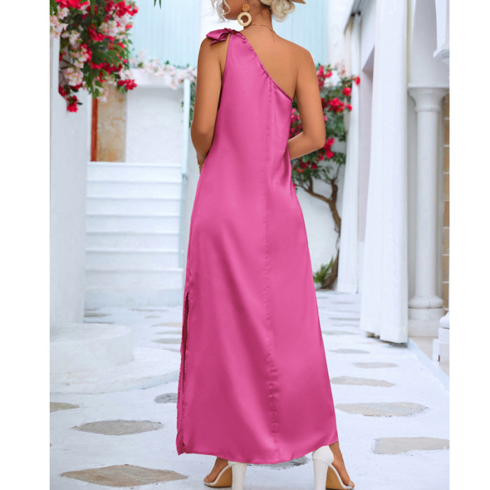 Women Sleeveless Elegant Solid Color Vintage Casual Maxi Dress