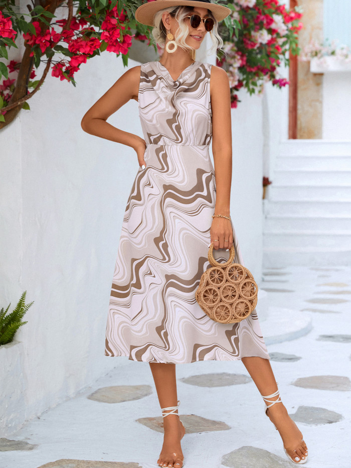 Stylish Casual Print Elegant Midi Dress