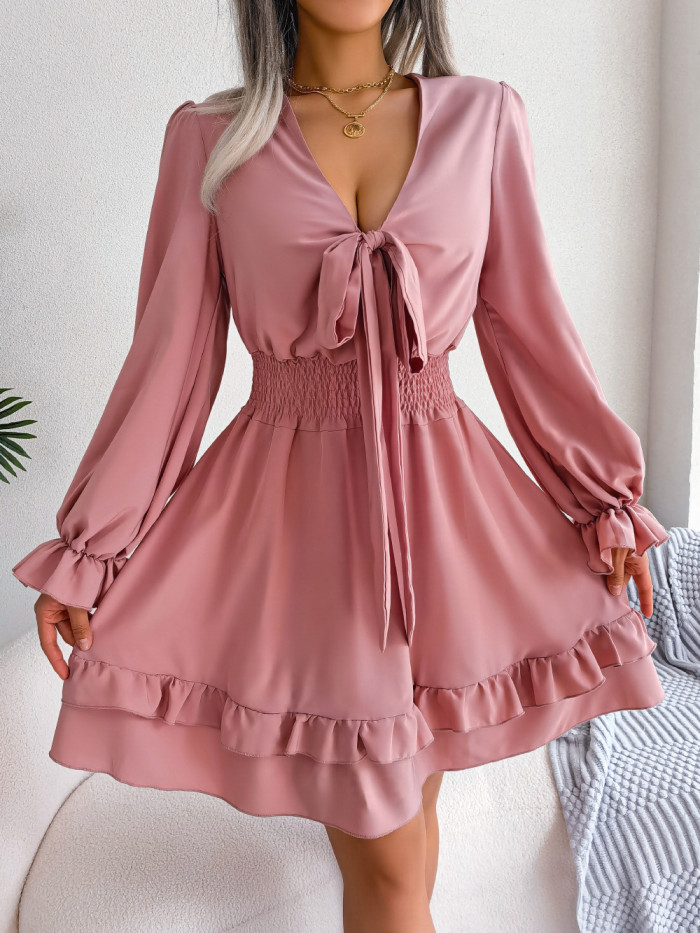 Long Sleeve Stretch Slim Femme Summer Beach Short Dress