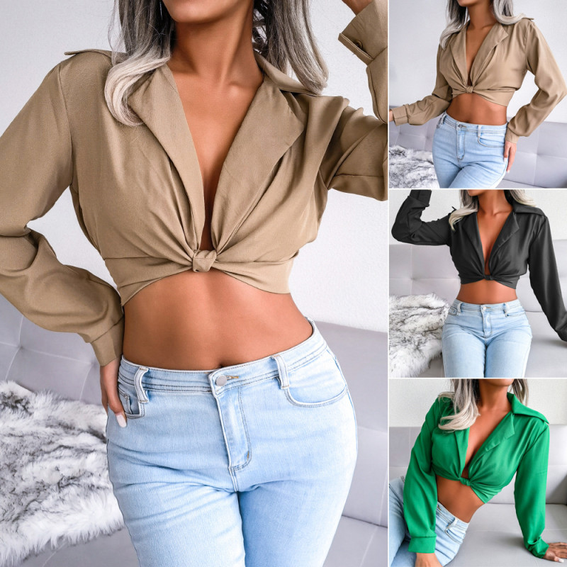 Sexy Tank Top Cropped Top Vintage Solid Color Elegant  Blouses & Shirts
