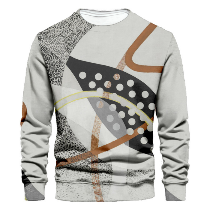 Fashion Men's Round Neck 3D Printing Long Sleeve Casual Pullover Sweatshirts