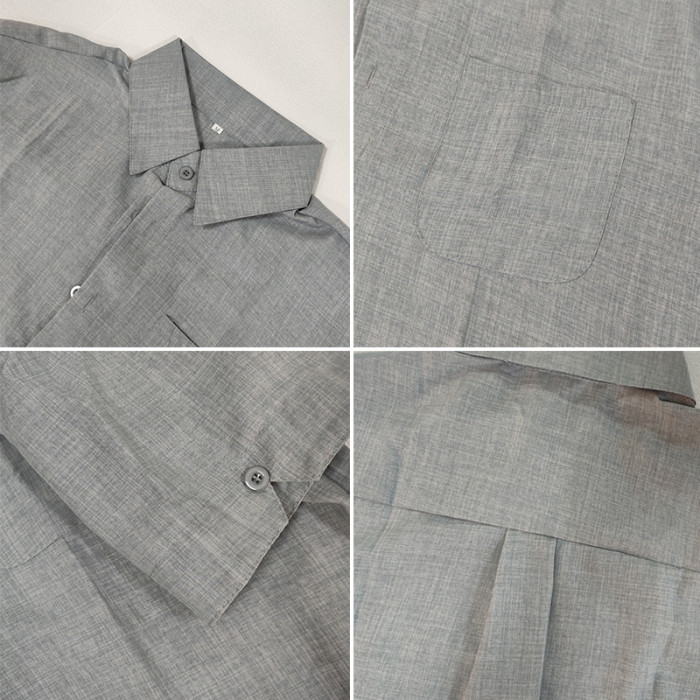 Men's Cotton Linen Casual Short Sleeve Solid Color Lapel Formal Shirt