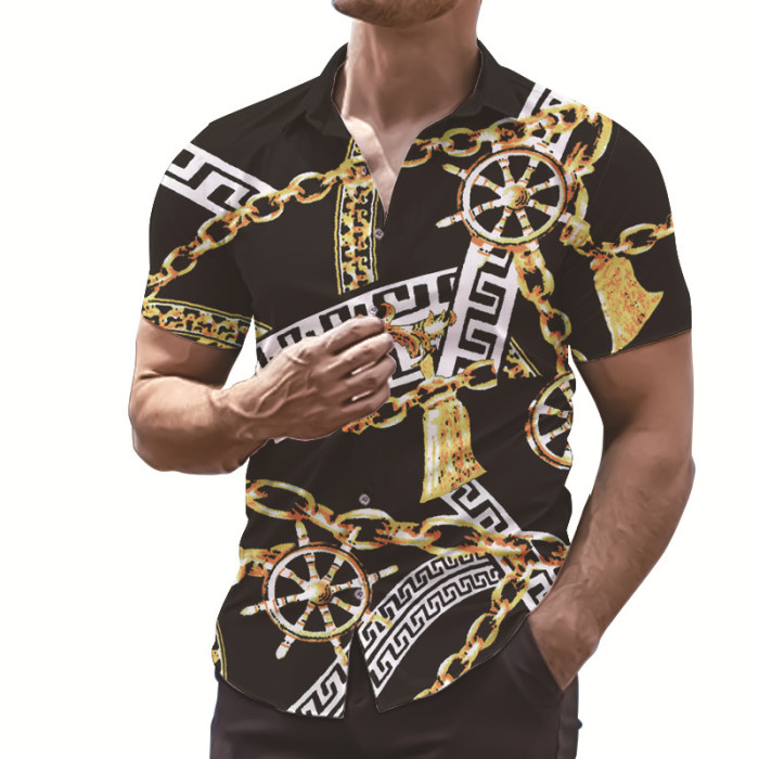 Fashion Short Sleeve Printed Casual Tops Men's T Shirts