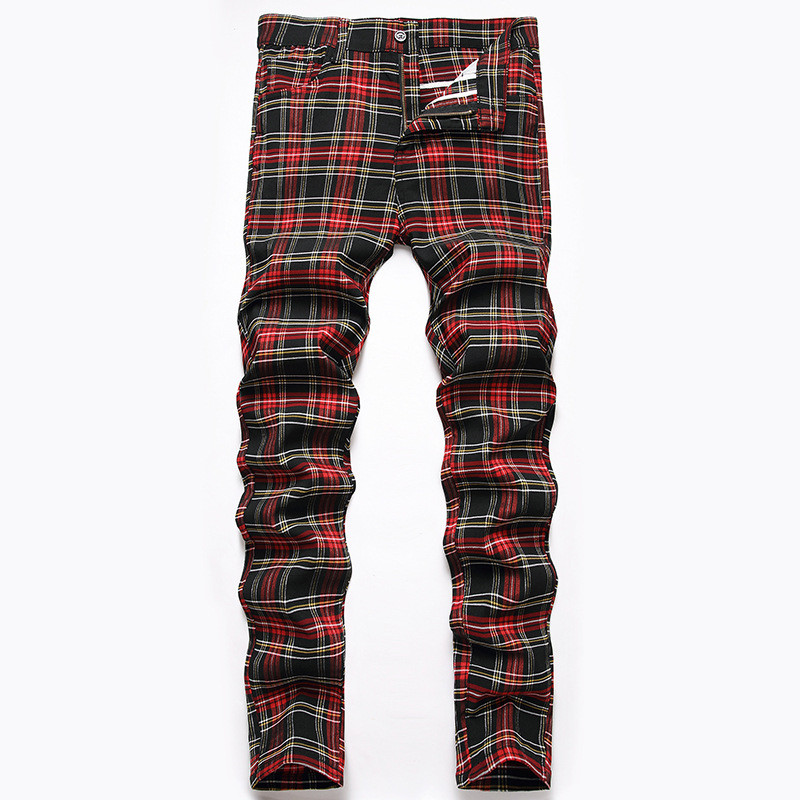 Men's Fashion Business Casual Straight Plaid Pants