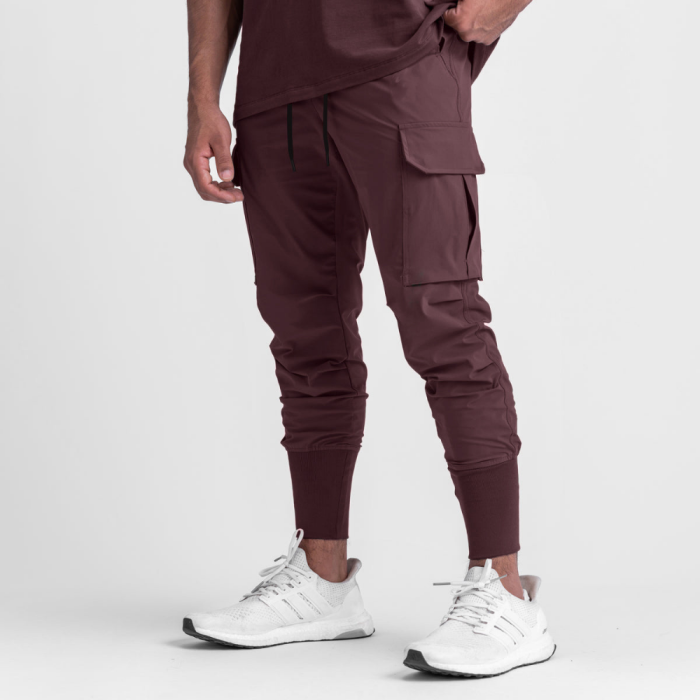 Fashion Men's Thin Ice Silk Casual Multi-Pocket Fitness Training Pants