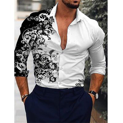 Men's Long Sleeve Casual Printed Fashion Loose Shirt