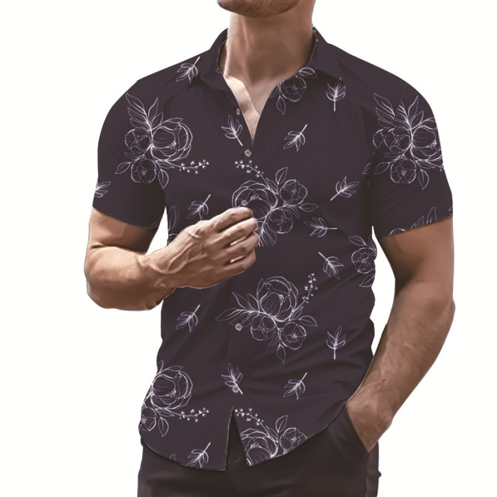 Fashion Short Sleeve Printed Casual Tops Men's T Shirts