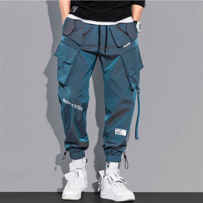 Men's Fashion Hip Hop Pocket Fashion Street Solid Color Cargo Pants