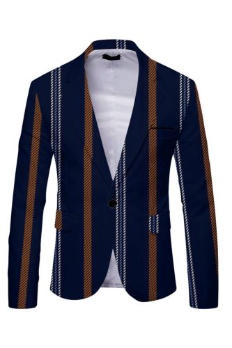 Men's Plaid Stripe Print Casual Fashion Slim Fit Blazer
