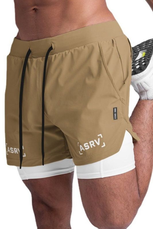 Men's Fashion Casual Fake Two Piece Running Fitness Exercise Shorts