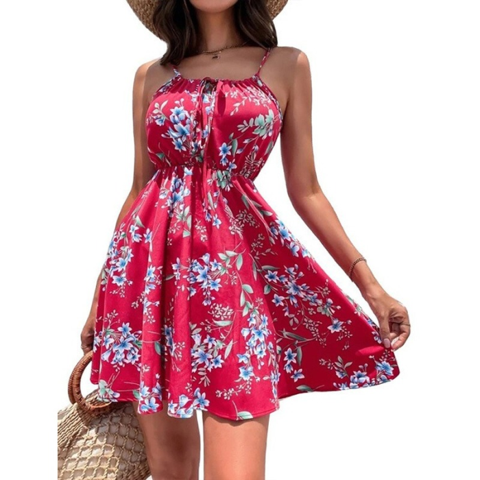 Summer Sexy Party Elegant Sleeveless Floral Sling Mini Dress