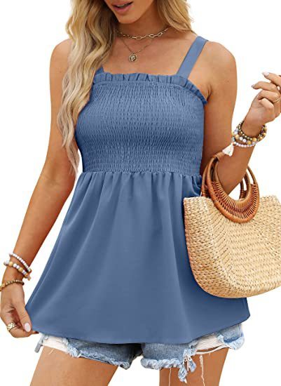 Fashion Camisole Sexy Solid Color Ruffle Ruffle Top Blouses & Shirts