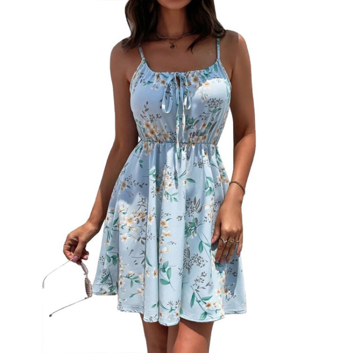 Summer Sexy Party Elegant Sleeveless Floral Sling Mini Dress