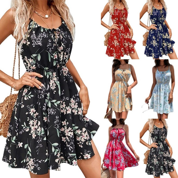 Summer Sexy Party Elegant Sleeveless Floral Sling Mini Dress