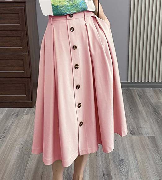Fashion Solid Color Ladies Button Casual Skirt