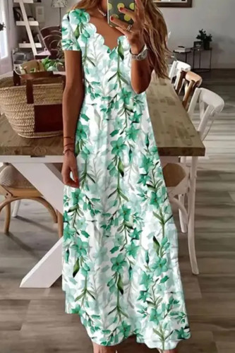 Casual V-neck Elegant Loose Bohemian Party Floral  Maxi Dress