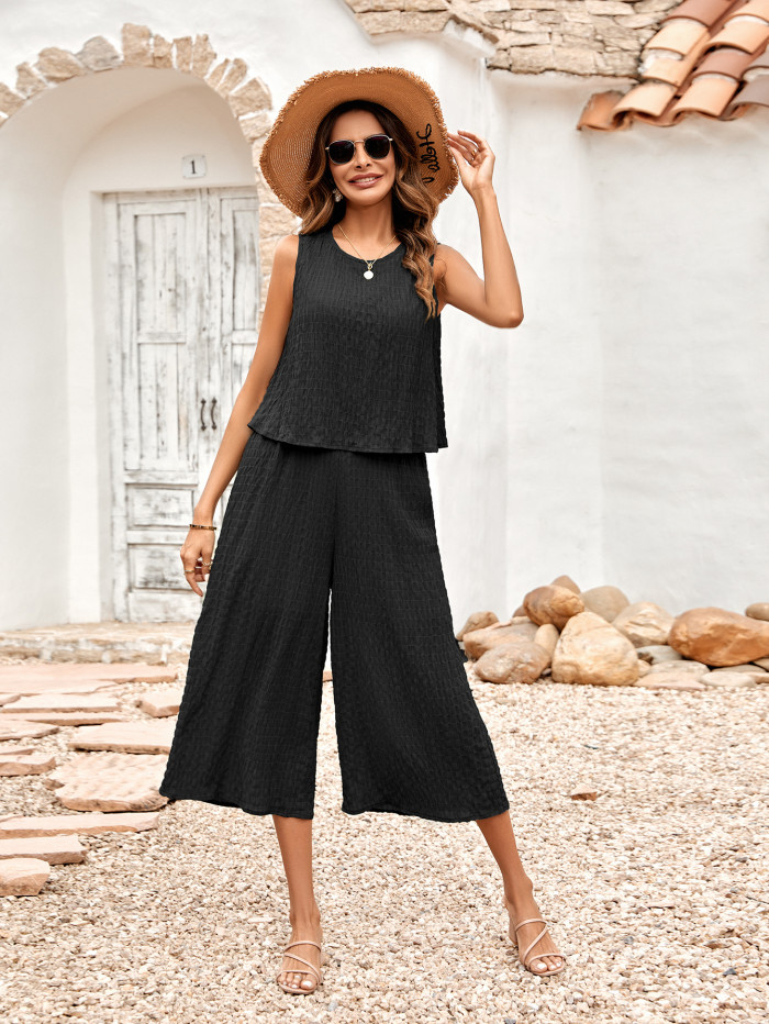 Women's New Solid Color Casual Sleeveless Jumpsuit