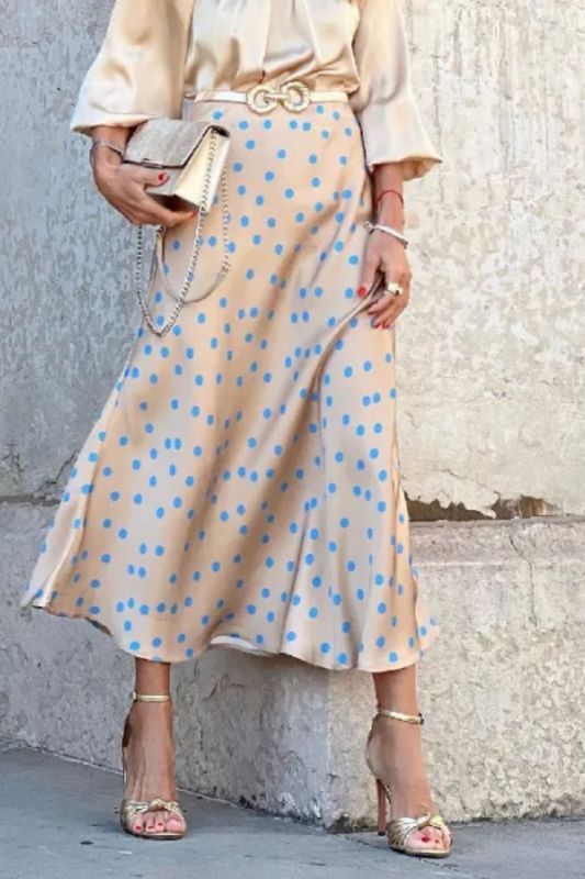 Fashion Vintage High Waist Print Loose Elegant Skirts