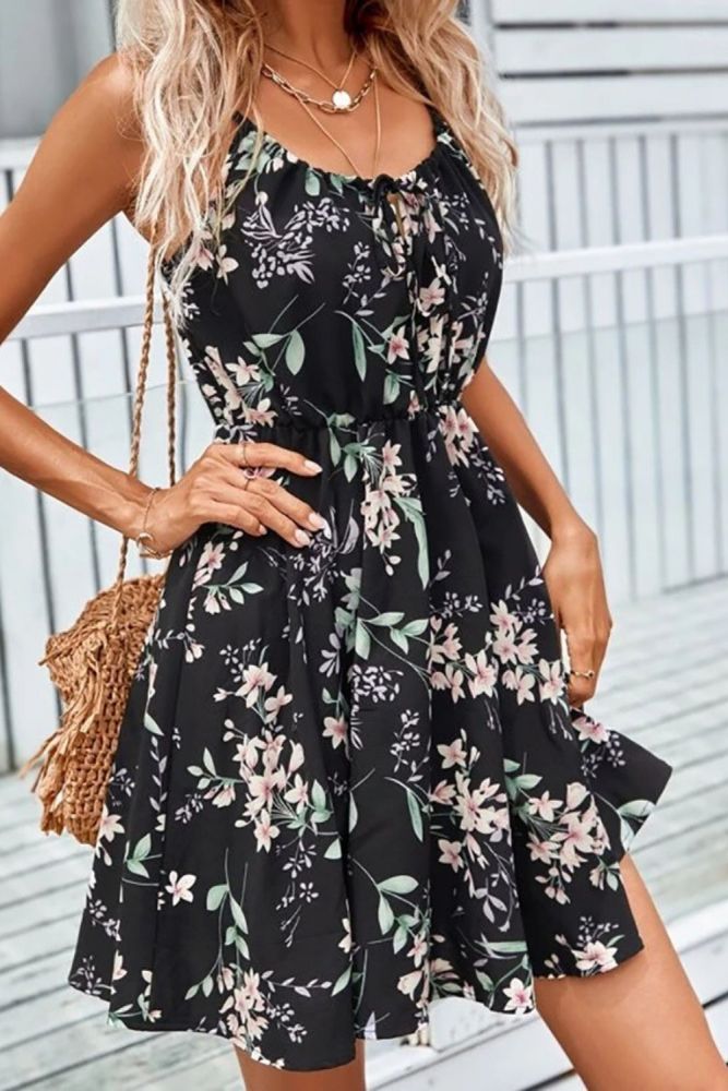 Summer Sexy Party Elegant Sleeveless Floral Sling Mini Dress