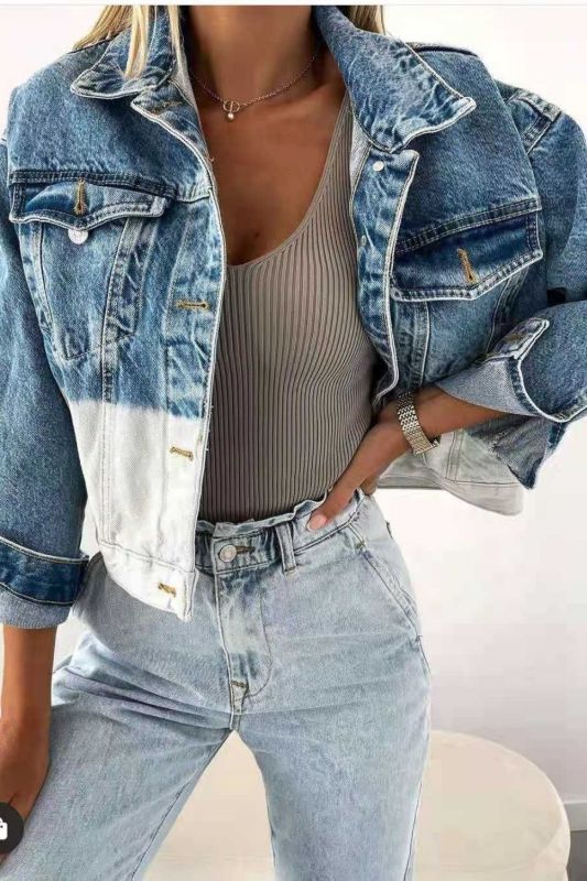 Women Denim Single Breasted Jacket