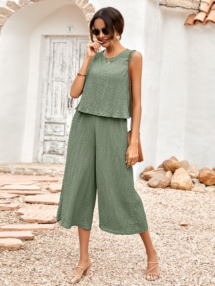 Women's New Solid Color Casual Sleeveless Jumpsuit