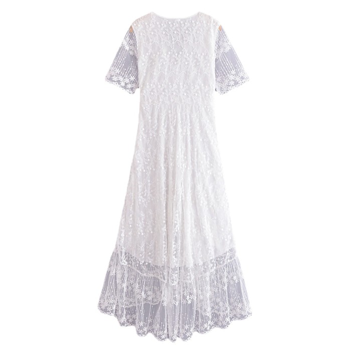 Women Solid Floral Short Sleeve Bohemian Maxi Dress