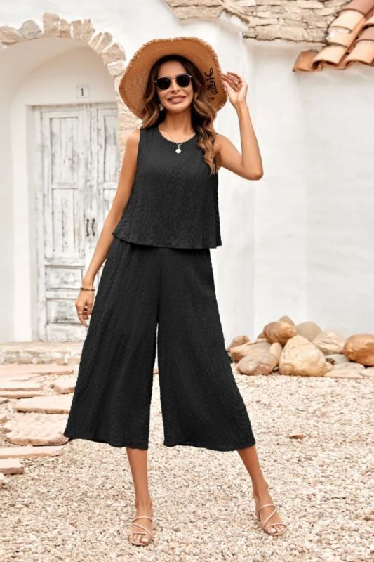 Women's New Solid Color Casual Sleeveless Jumpsuit