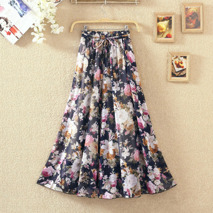 Women's Fashion Casual Floral A-line Printed Swing Skirt