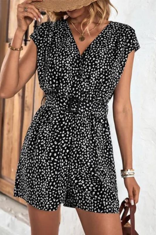 Women's Fashion Printed V-neck Sexy Loose Rompers