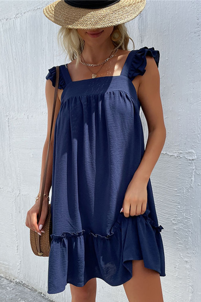 Vintage Solid Beach Loose Fashion Party Elegant Tank Top Mini Casual Dress