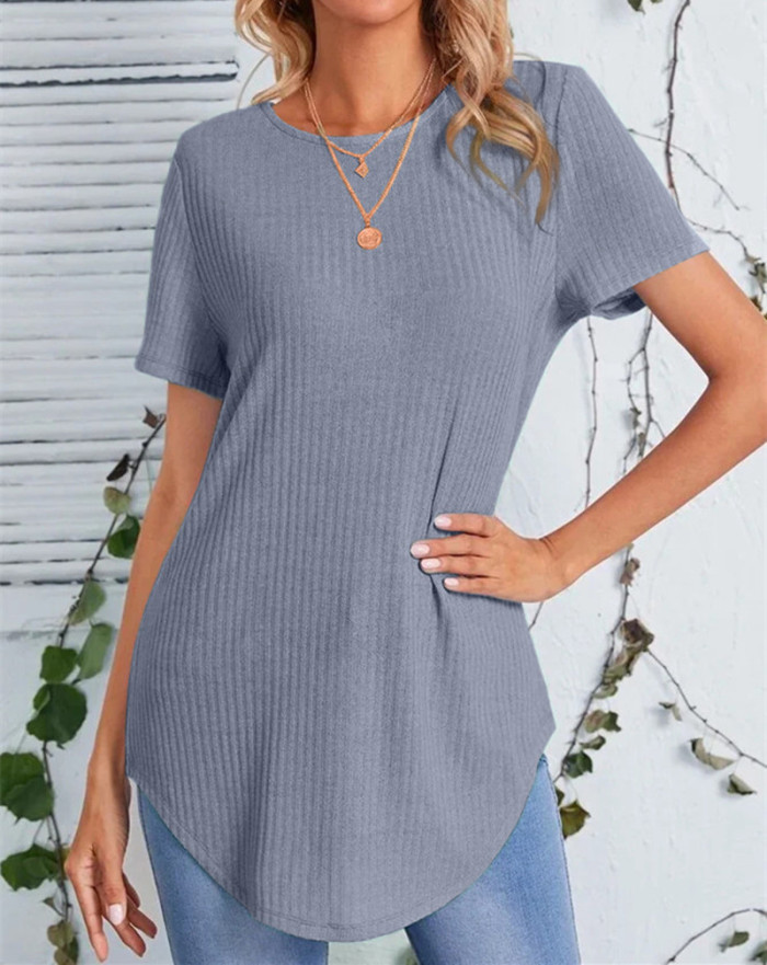 Ladies Fashion Back Single Breasted Casual Loose T-Shirt