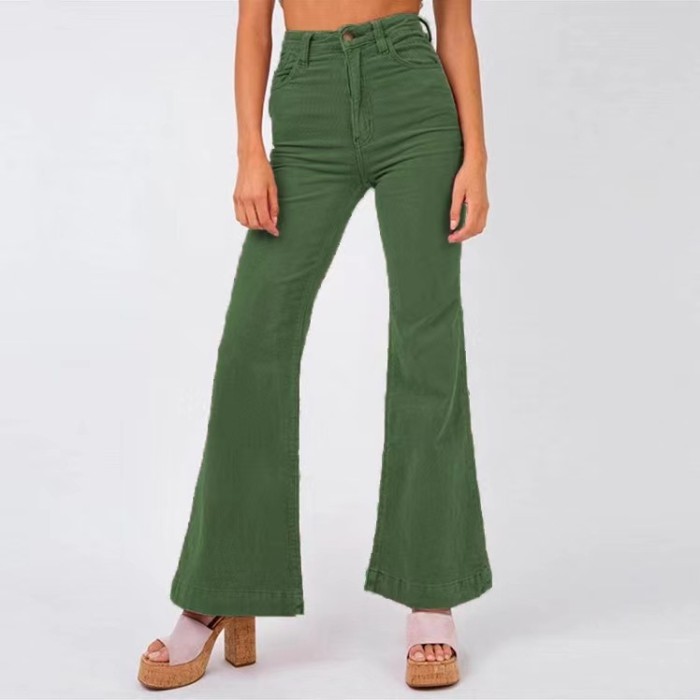 Women's Casual Loose Fashion Flared Solid Color Retro Pants