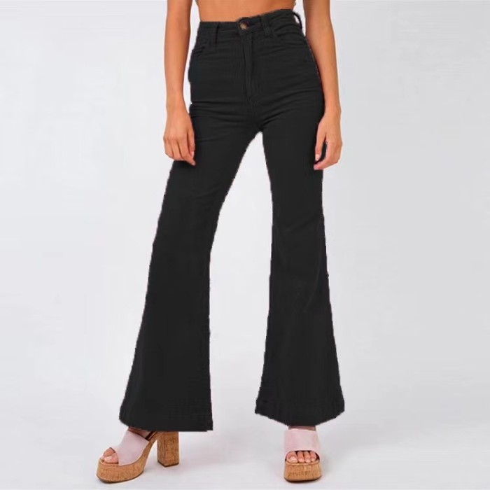 Women's Casual Loose Fashion Flared Solid Color Retro Pants
