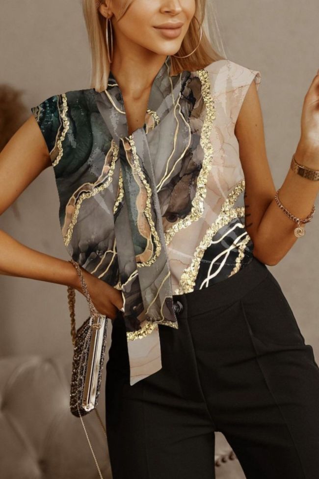 Women's Sleeveless Fashion Print Loose Sexy  Blouses & Shirts