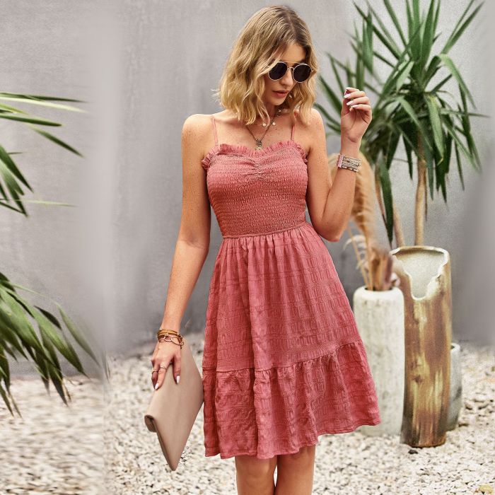 Fashion Sleeveless Solid Color Sexy Casual Beach Party Min Dress