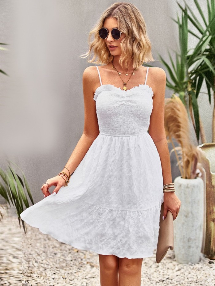 Fashion Sleeveless Solid Color Sexy Casual Beach Party Min Dress