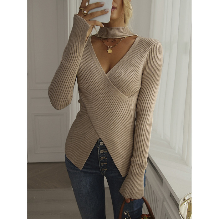 French Romantic Slim V-neck Women's Sweater
