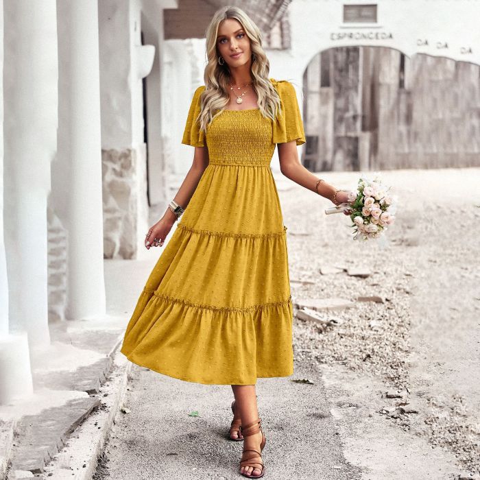 Women Fashion Solid Color Elegant Casual Party Prom  Maxi Dress