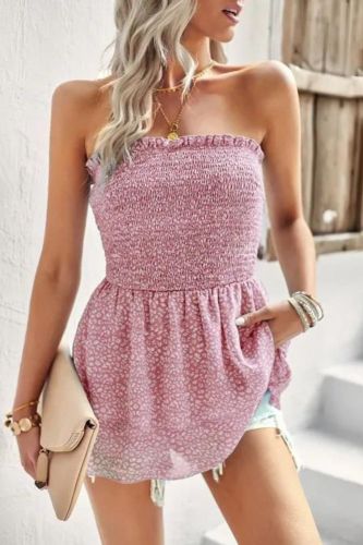 Fashion Sexy Top Solid Color Ruffle Sleeveless High Waist Blouses & Shirts