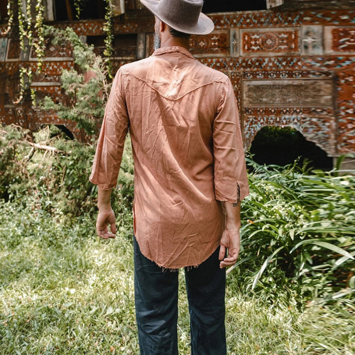 Men's Casual Cotton Linen Retro Design Ripped Top Fashion Cardigan Shirts