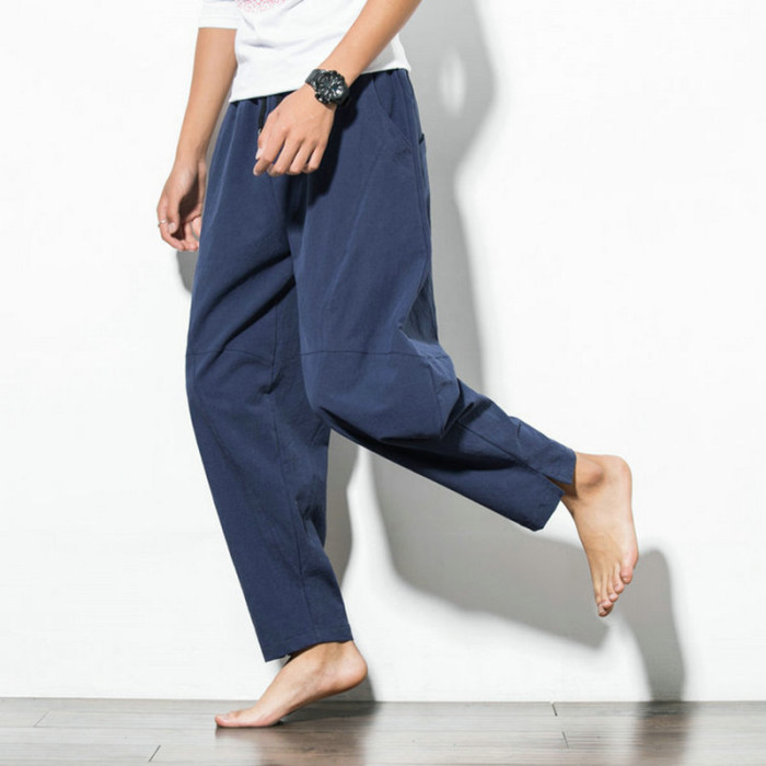 Men's Casual Fashion Loose Solid Color Pocket Wide Leg Sweatpants