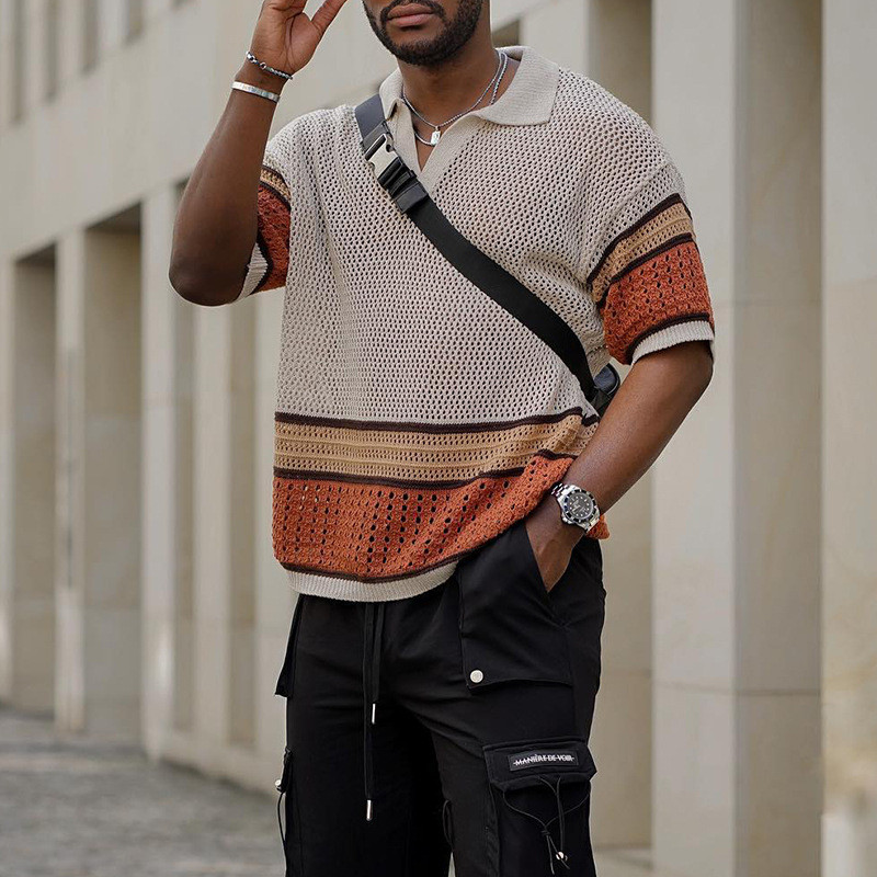 Men's Fashion Wool Short Sleeve Casual Loose T-Shirt Tops