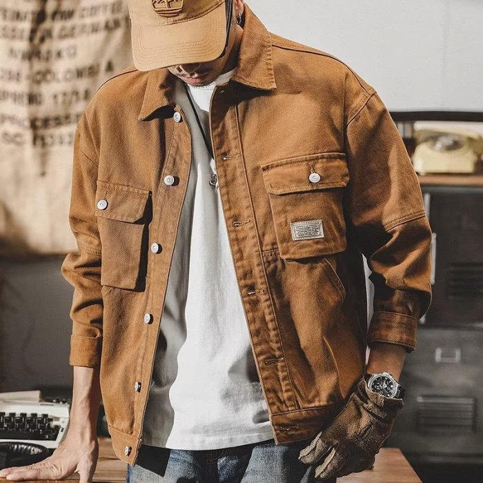 Men's Outerwear Vintage Loose Outdoor Casual Cargo Jacket