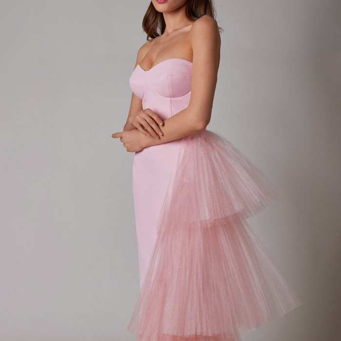 Elegant Strapless Asymmetric Sexy Backless Sleeveless Party Dress