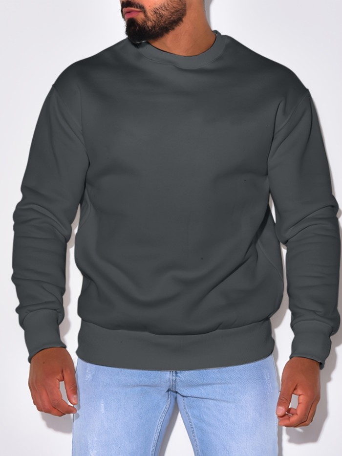 Men's Casual Loose Round Neck Solid Color Sweatshirts Top
