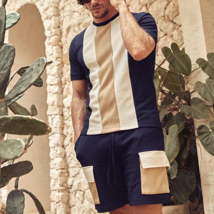 Men's Fashion Sports Casual Suit Short Sleeve Shorts Two-Piece Set