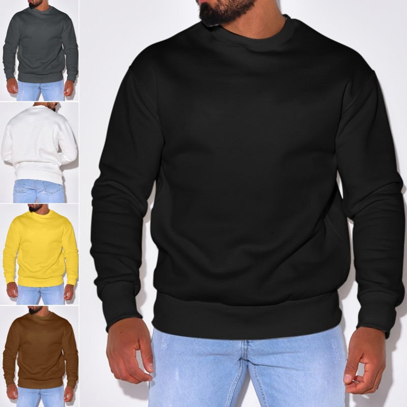 Men's Casual Loose Round Neck Solid Color Sweatshirts Top