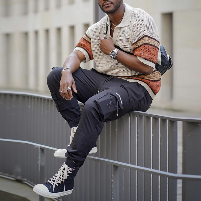 Men's Fashion Wool Short Sleeve Casual Loose T-Shirt Tops